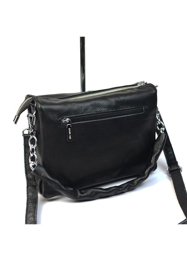 Чорна шкіряна жіноча маленька сумка клатч крос боді через плече No Brand (311280546)