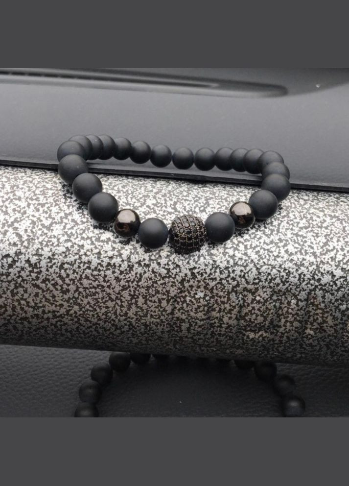 Чоловічий браслет з натурального каміння (агат), чорний No Brand (328251259)