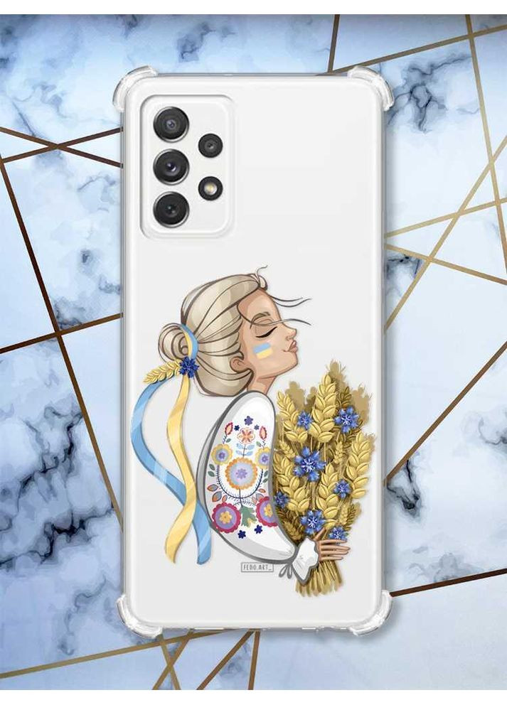 Чехол с утолщёнными углами на Samsung Galaxy A72 патриотический дизайн Украинка с колосками принт 173 Creative (359500760)
