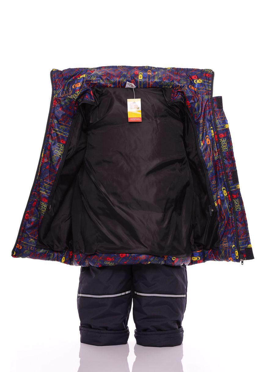 Синій зимній комбінезон для хлопчика на холлофайбері з принтом машинок стиль синій 86 см (33905) BABYKROHA