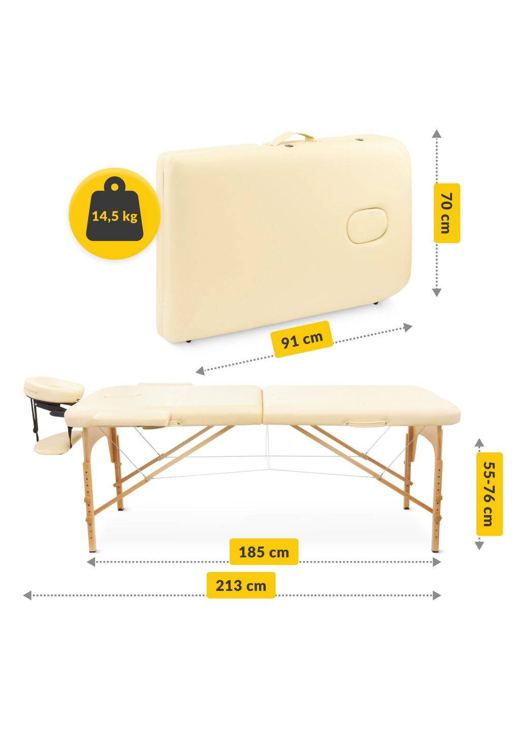 Масажний стіл складний Massage Table Wood W70 Beige () 4FIZJO P-5907739318343 (275096418)