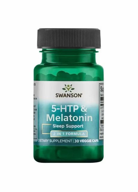 5 НТР та Melatonin L-5 гідрокситриптофан та мелатонін для гарного сну 30 рослинних капсул Swanson (280916635)