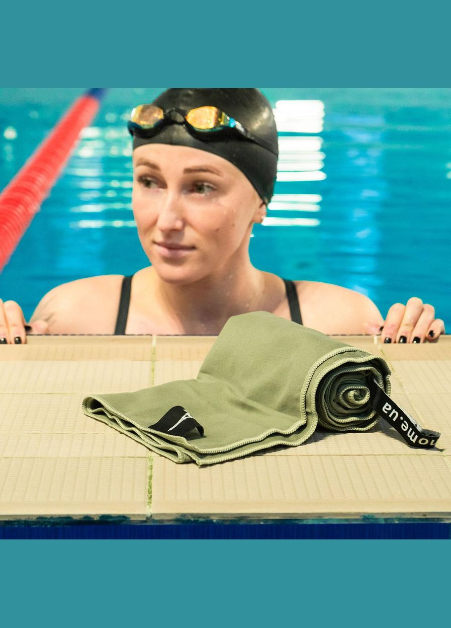 Полотенце спортивное микрофибра с чехлом 70х140 см (60158) Love You хаки