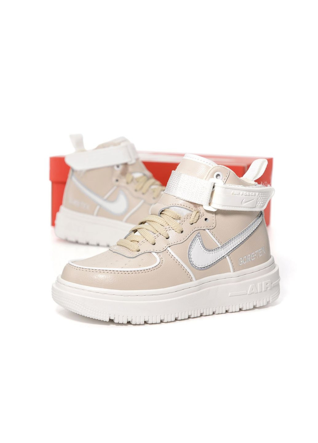 Кросівки зимові жіночі Nike Air Force 1 winter high beige white fur Gore-Tex | Найк Аір Форс 1 високі бежеві білі з хутром No Brand бежеві зими (309006048)