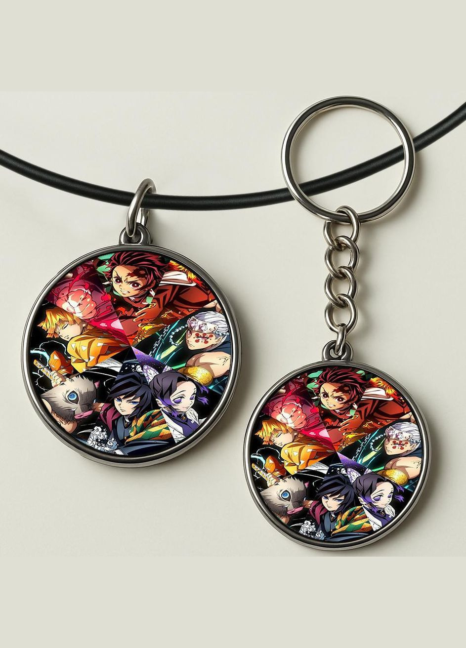 Набір підвіска (кулон) та брелок Аніме Клинок розсікає демонів #03 (подарунковий набір) No Brand (332633613)