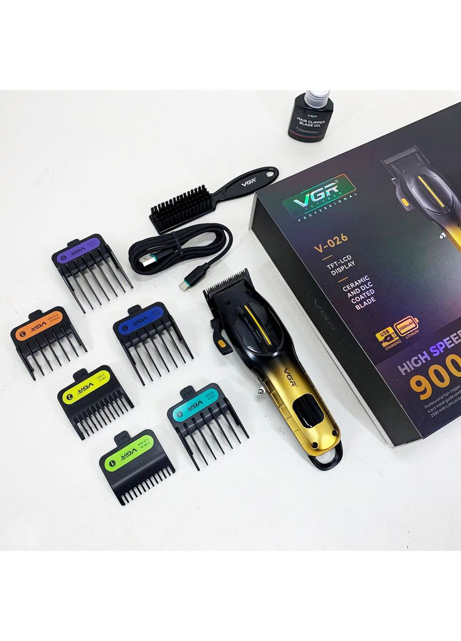 Аккумуляторная машинка для стрижки V-026 GOLD. Цвет: золотой VGR (364665574)