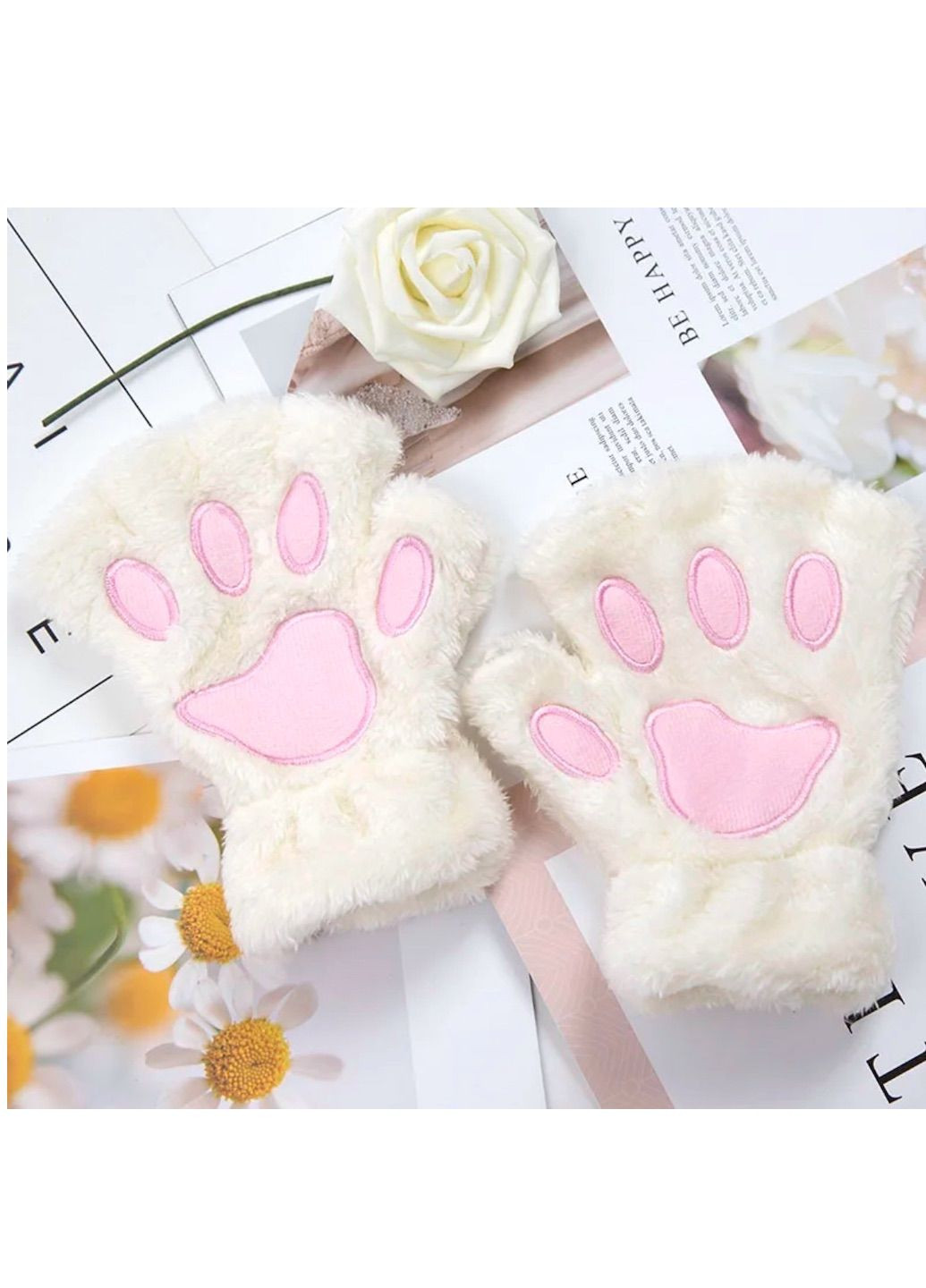 Мітенки без пальців хутряні "Кошичі Лапки" (кішка, квадробіка) No Brand Рукавиці (301941602)