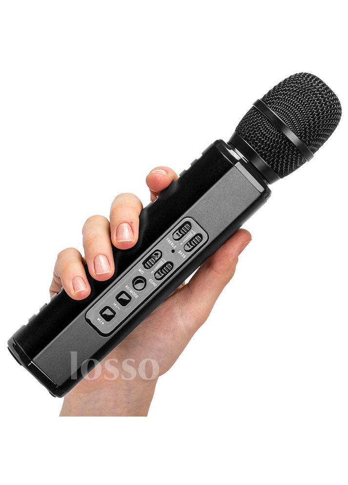 Караоке микрофон K6 Premium черный со стерео звуком Losso (327041705)