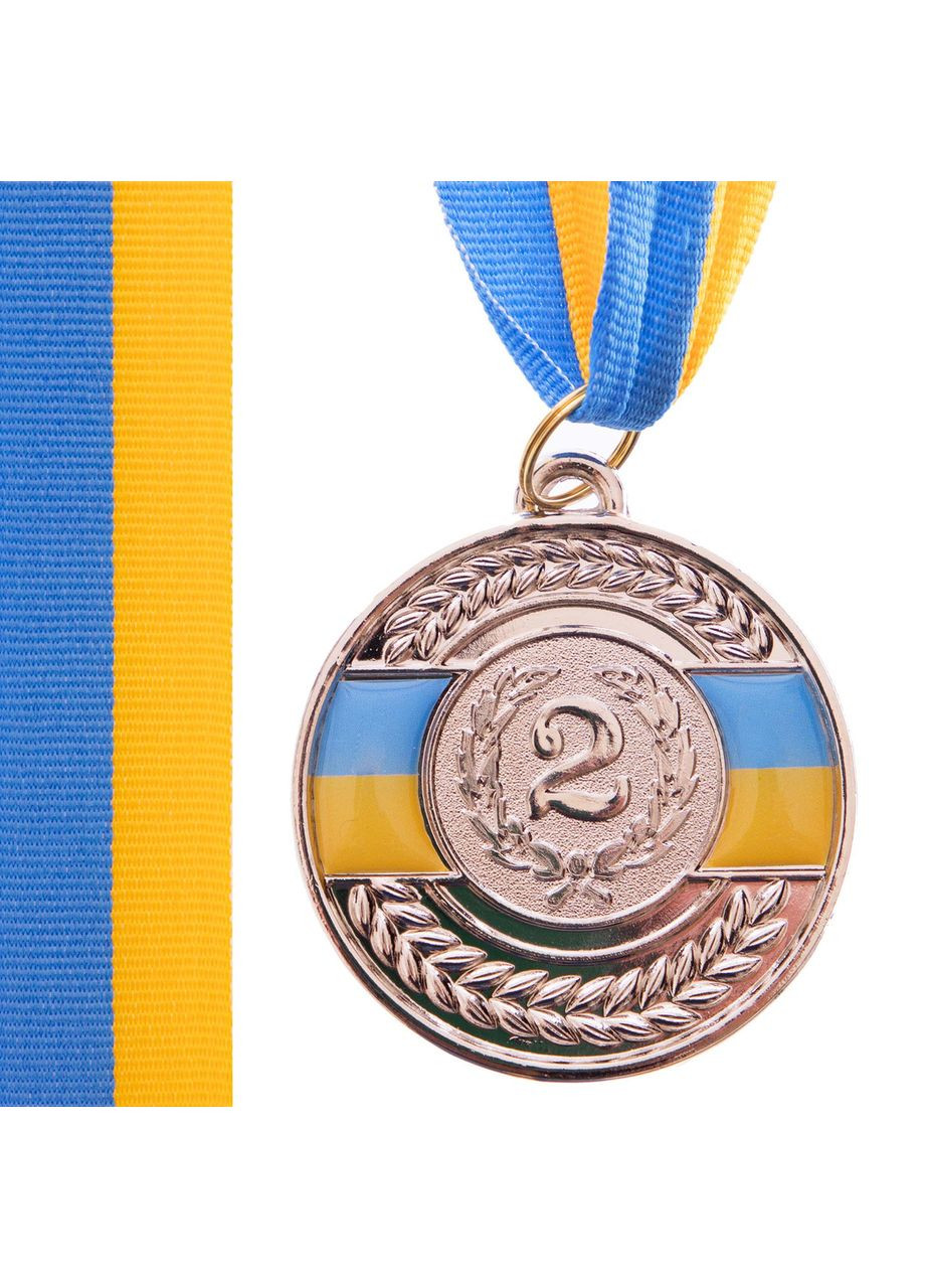 Медаль спортивна зі стрічкою UKRAINE d-5см C-6865 (метал, d-5см, 20g, 2-срібло) SP-Sport (361439479)