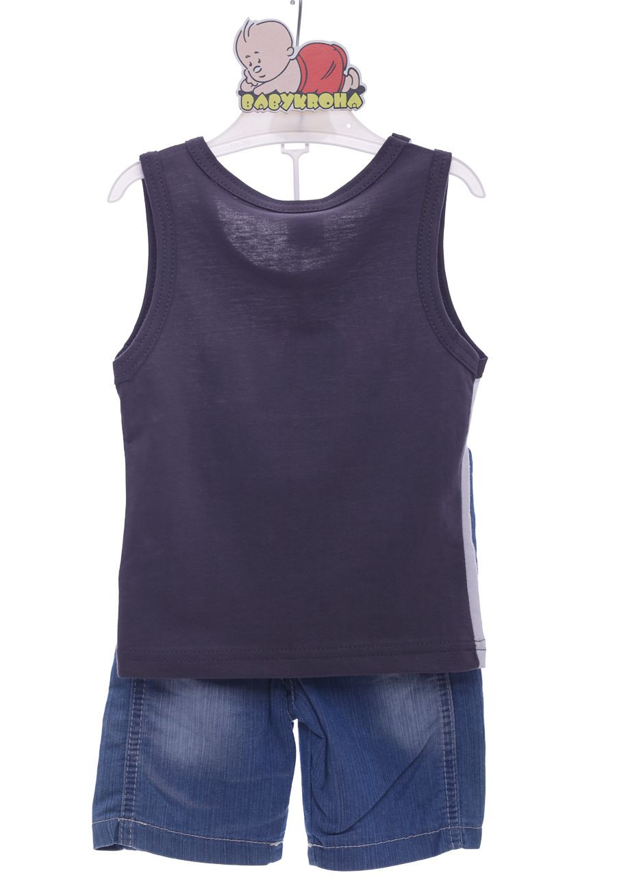 Серый летний шорты джинсовые с майкой для мальчика якорь серый 80 см (37870) BABYKROHA