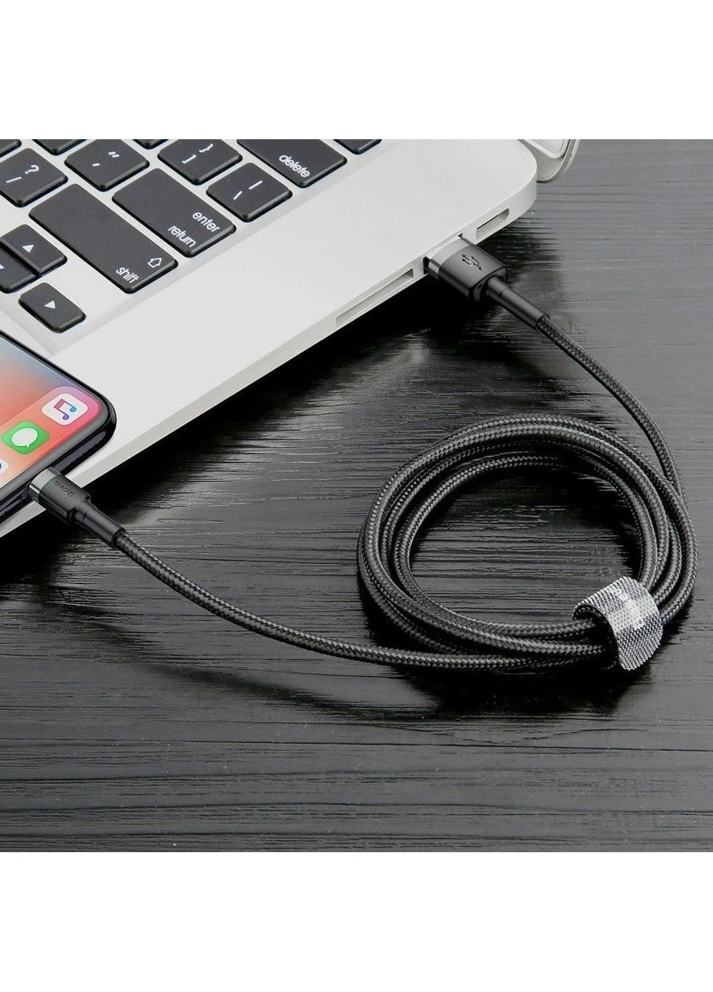 Кабель Cafule Cable USB For Lightning 2.4A 0.5m Gray+Black Baseus (377536142)