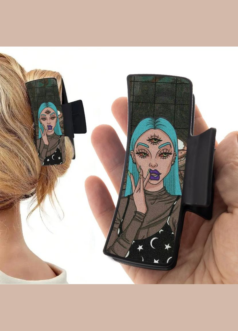 Заколка крабик для волос женская зажим шпилька #0023 черная No Brand (315630789)