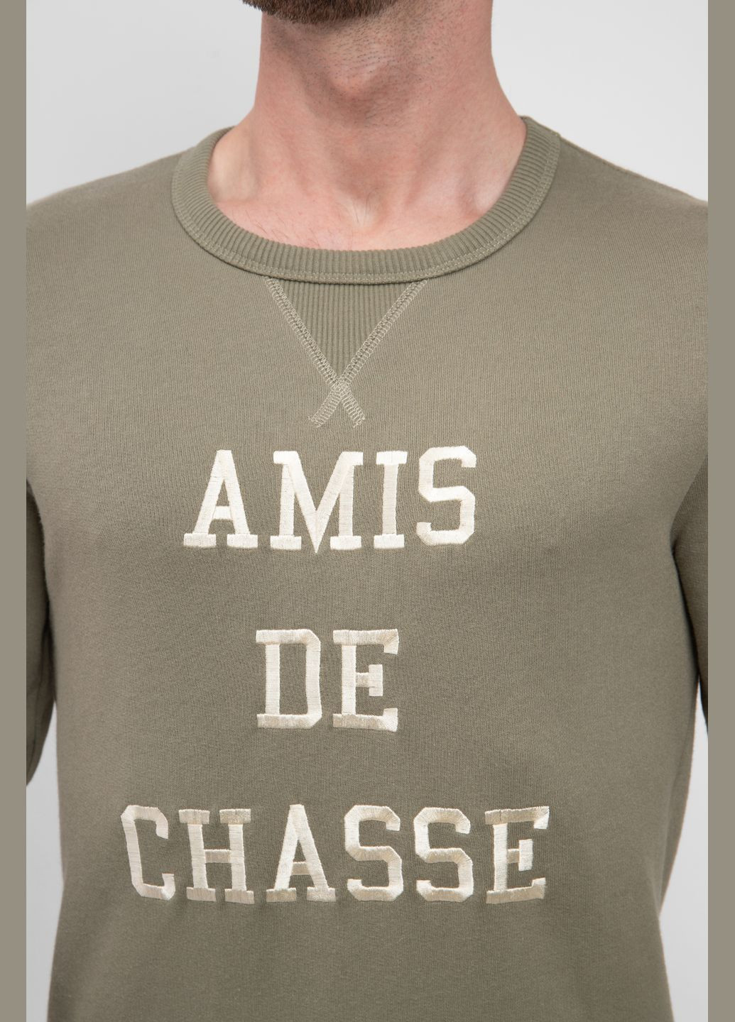 Серый хлопковый свитшот с вышивкой Les Deux - крой зеленый кэжуал - (291442537)