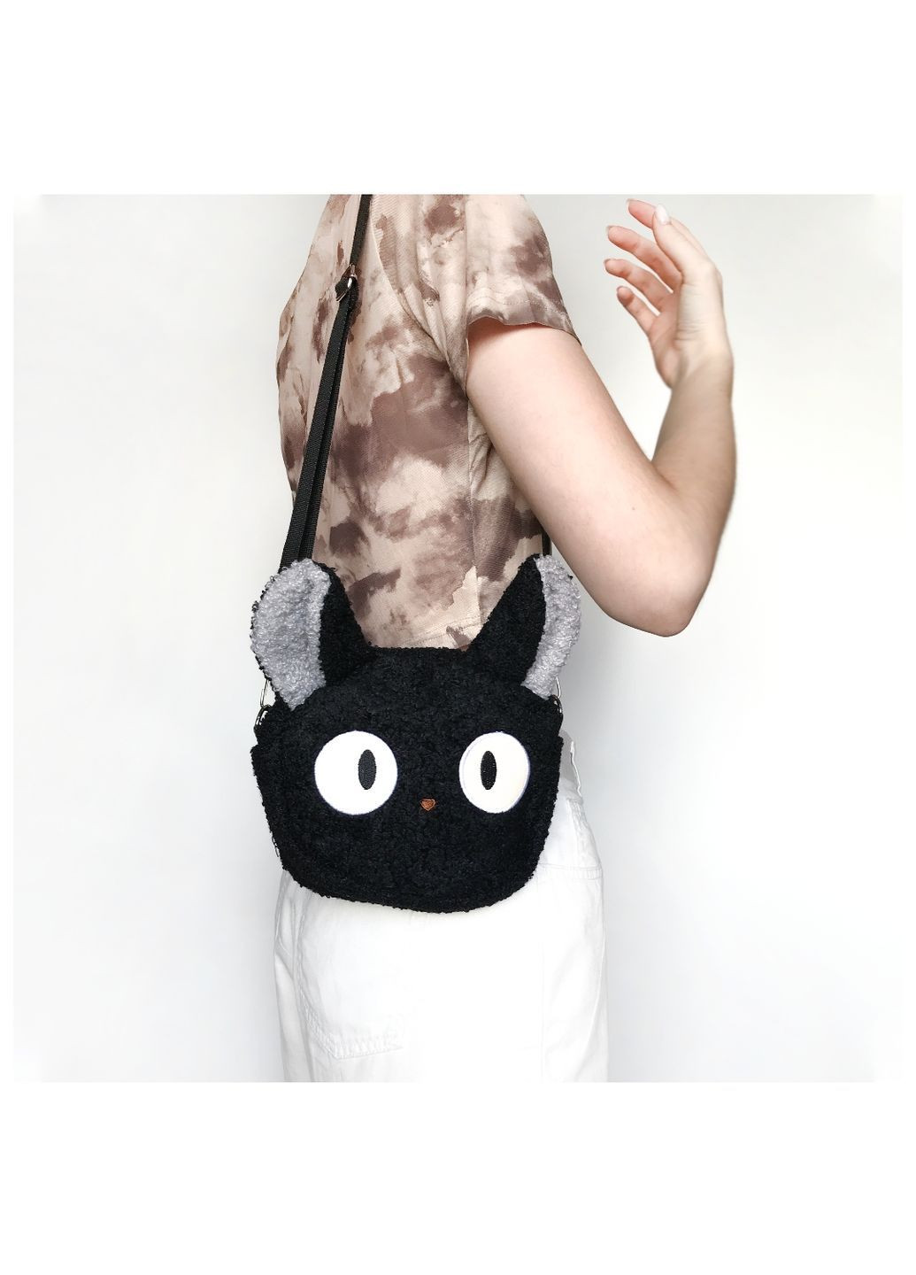 Сумка с аниме котиком Дзи-Дзи черная через плечо няшная пушистая кросс-боди мультяшная вместительная детская на молнии indiekid No Brand (366669521)
