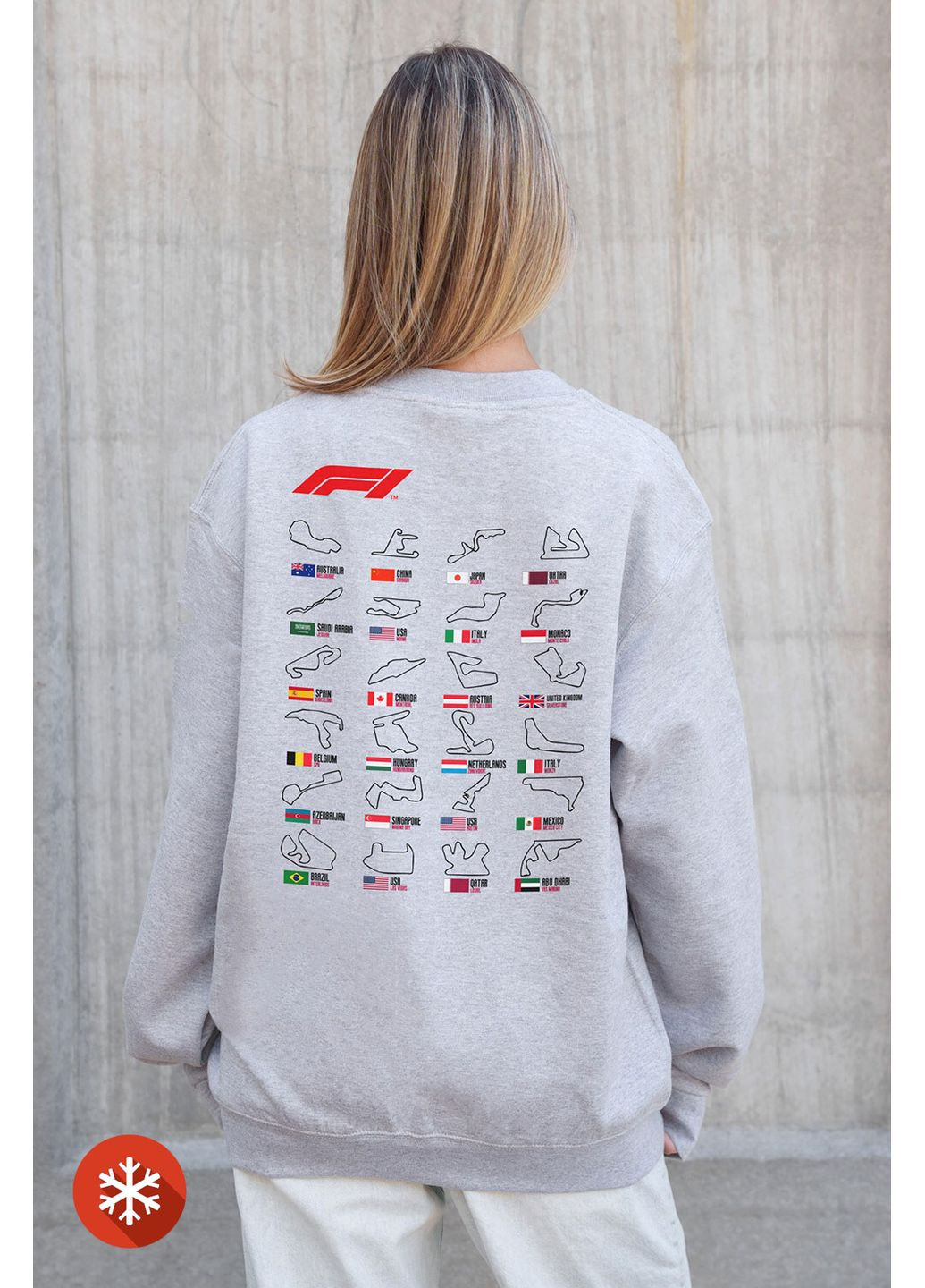 Чорний жіночий утеплений оверсайз світшот на флісі з принтом track gray Without малюнок (372519872)