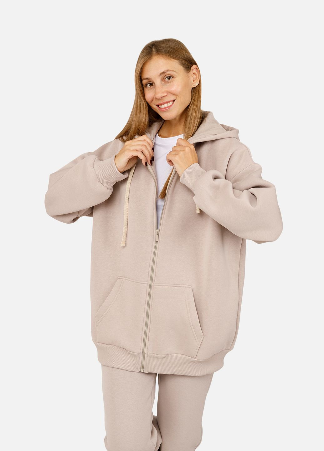 Женская толстовка на молнии цвет бежевый ЦБ-00254555 Yuki (305327529)