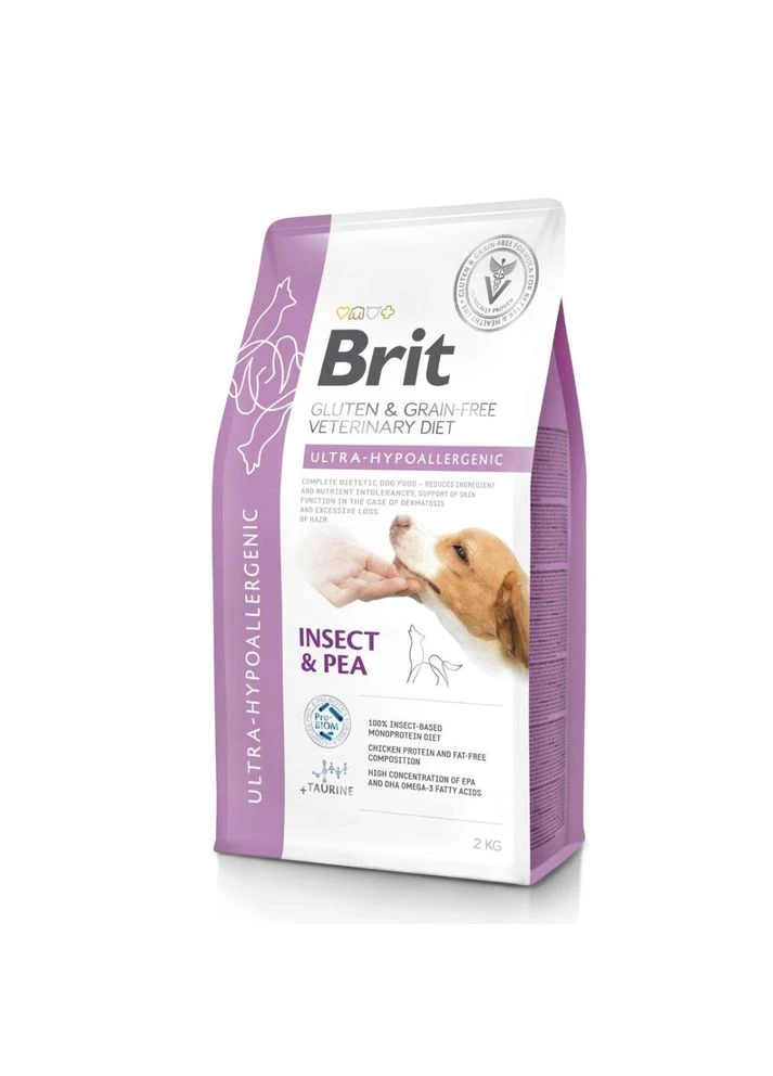 Сухий корм для собак Brit VetDiet Dog Ultra-hypoallergenic з комахами гіпоалергенний 2 кг Brit VetDiets (395730338)