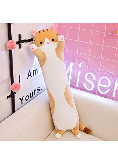 Гигантская мягкая плюшевая игрушка Длинный Кот Батон котейка-подушка 110 см. Цвет: No Brand (365813201)