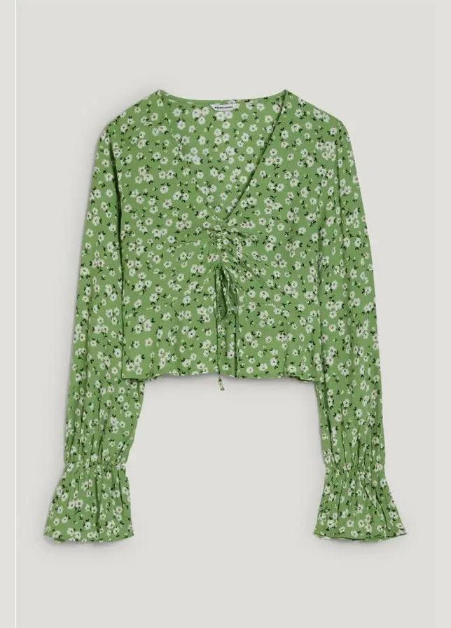 Зелена літня блуза в квітковий принт C&A