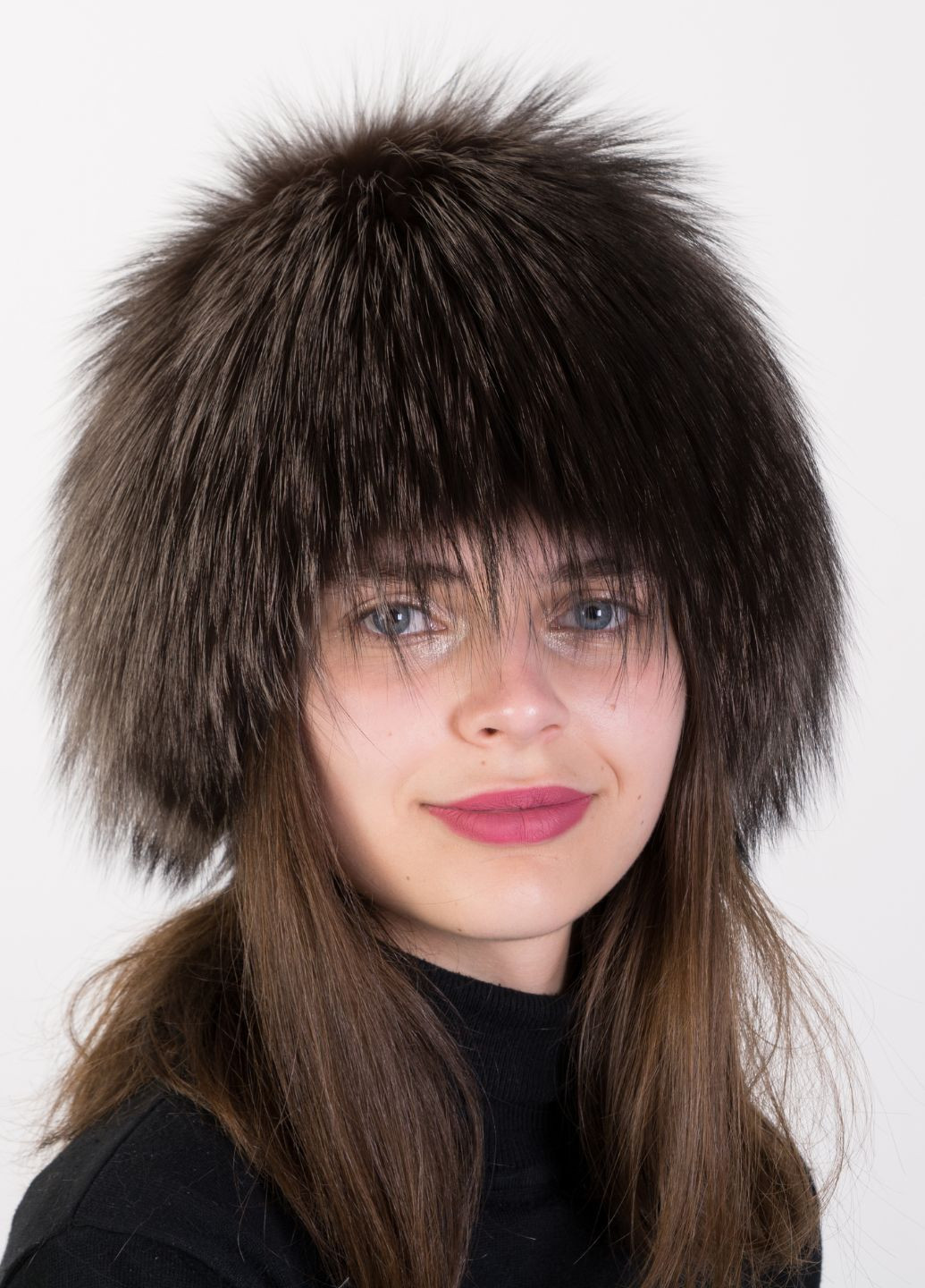 Жіноча шапка перука з натурального хутра чорнобурки Меховой Стиль Снопик (298289171)