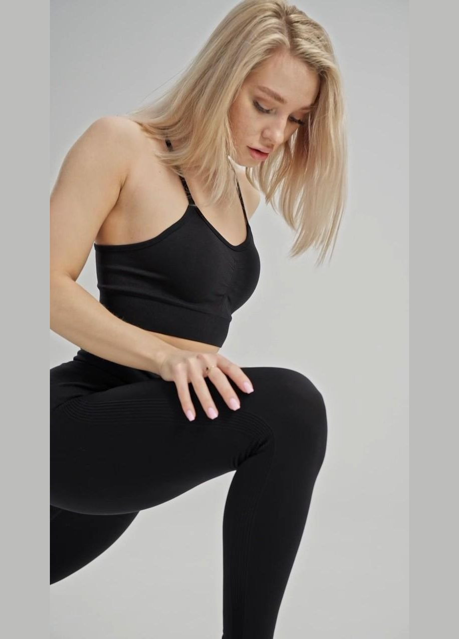 Костюм 2 в 1 (топ и леггинсы) с пуш-ап эффектом черного цвета, размер XL Trends (330757708)