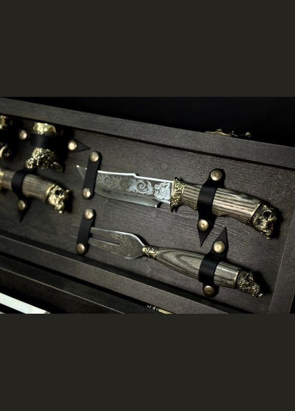 Набор шампуров Люкс Звери Максы в деревянном кейсе 15 предметов 47330170 NB Art (346534231)