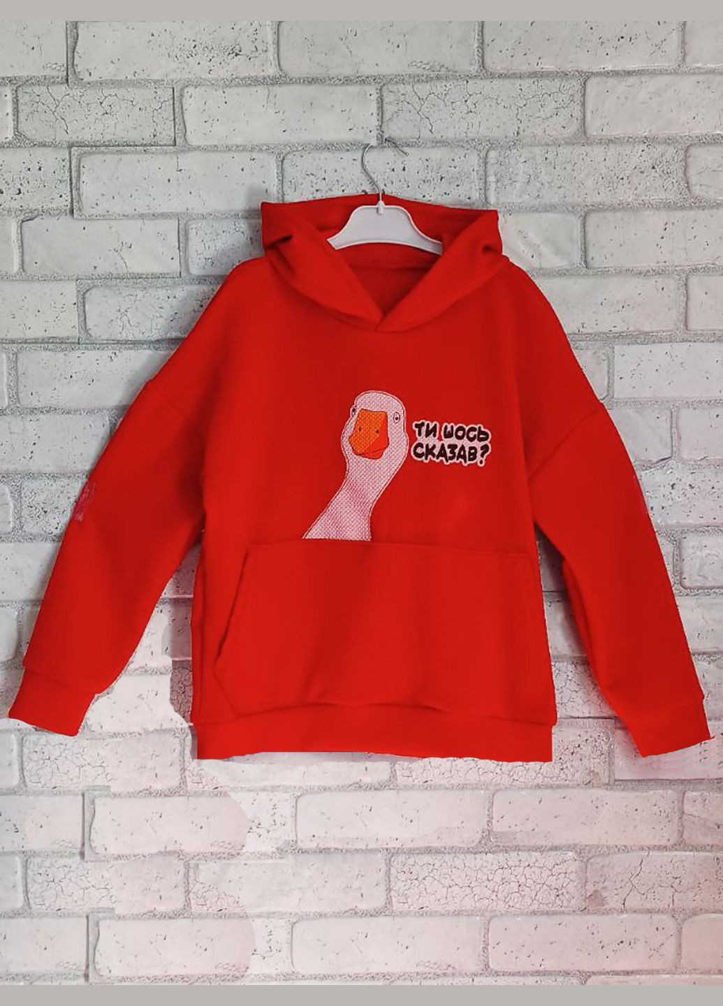 Худи детский плотный с капюшоном накат гусь (красный), трикотаж кукуруза No Brand (315408809)