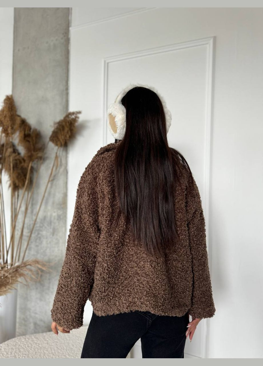 Коричневая демисезонная женская короткая шуба из букле коричневого цвета 29808 Fashion