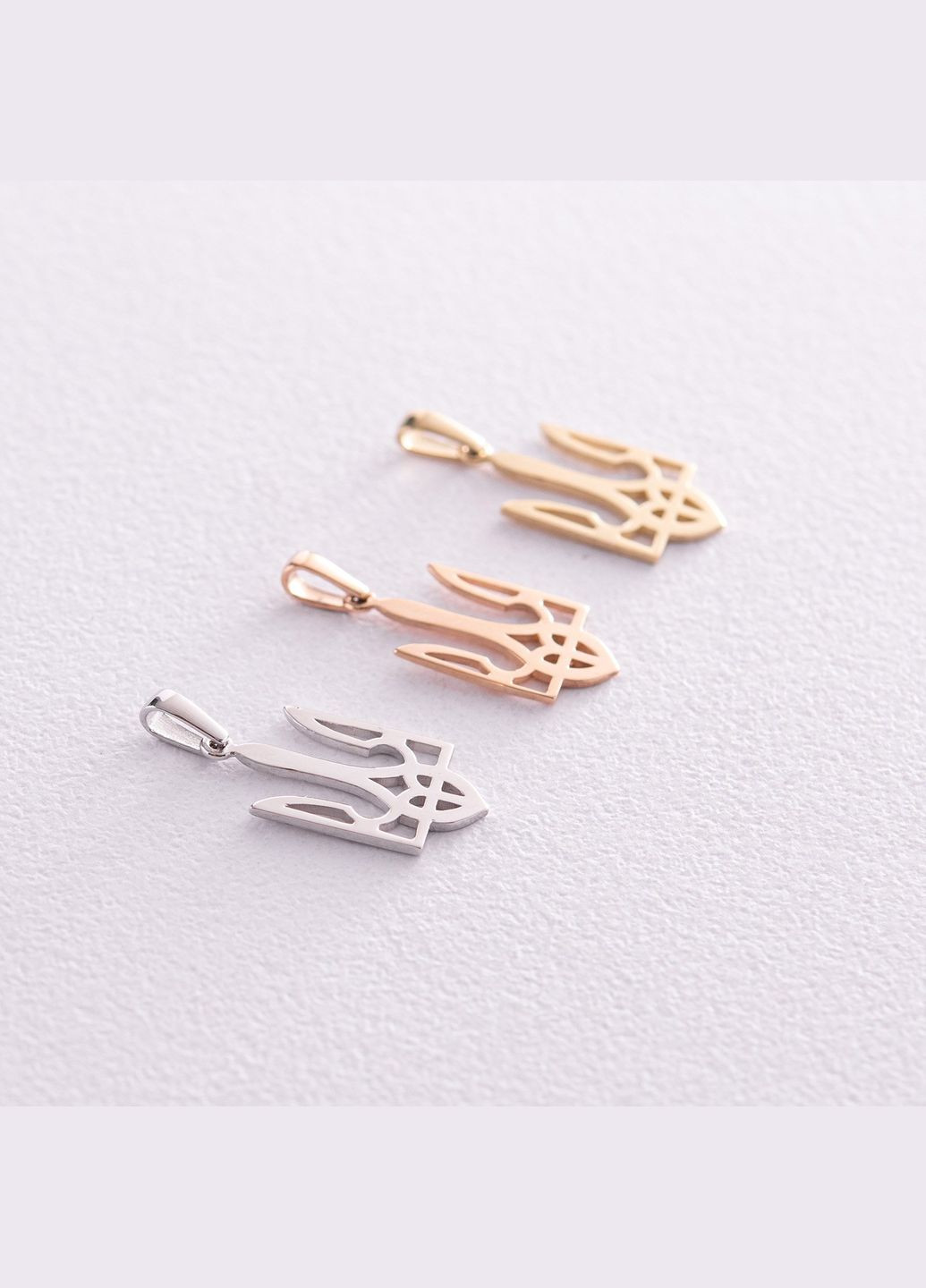 Кулон Герб Украины - Тризуб в белом золоте п03745 Oniks (265913147)