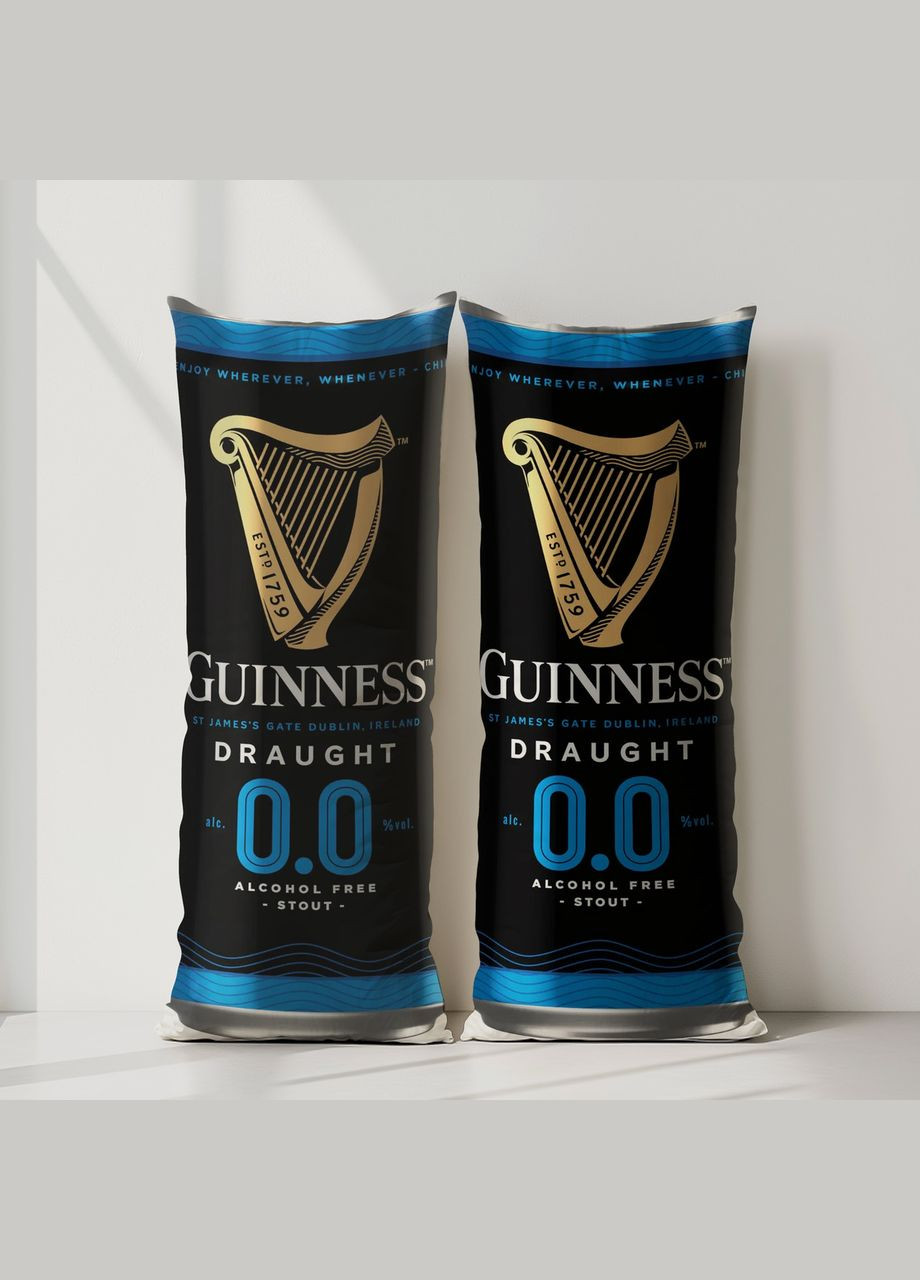 Дакимакура, пиво, Guinness Draught 0.0 (подушка объятия) 120*40 см No Brand (317266754)