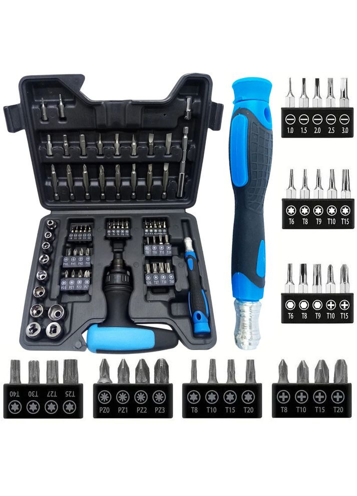 Набір викруток із бітами 63 предмети, у кейсі/Викрутка з набором біт/Рверсивна викрутка з насадками No Brand (367805771)