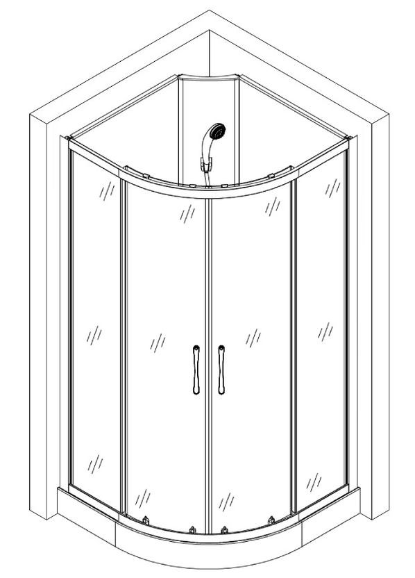 Душовий бокс півкруглий без даху SAN L90FFS (L90F) (3уп.) Bravo (299997511)