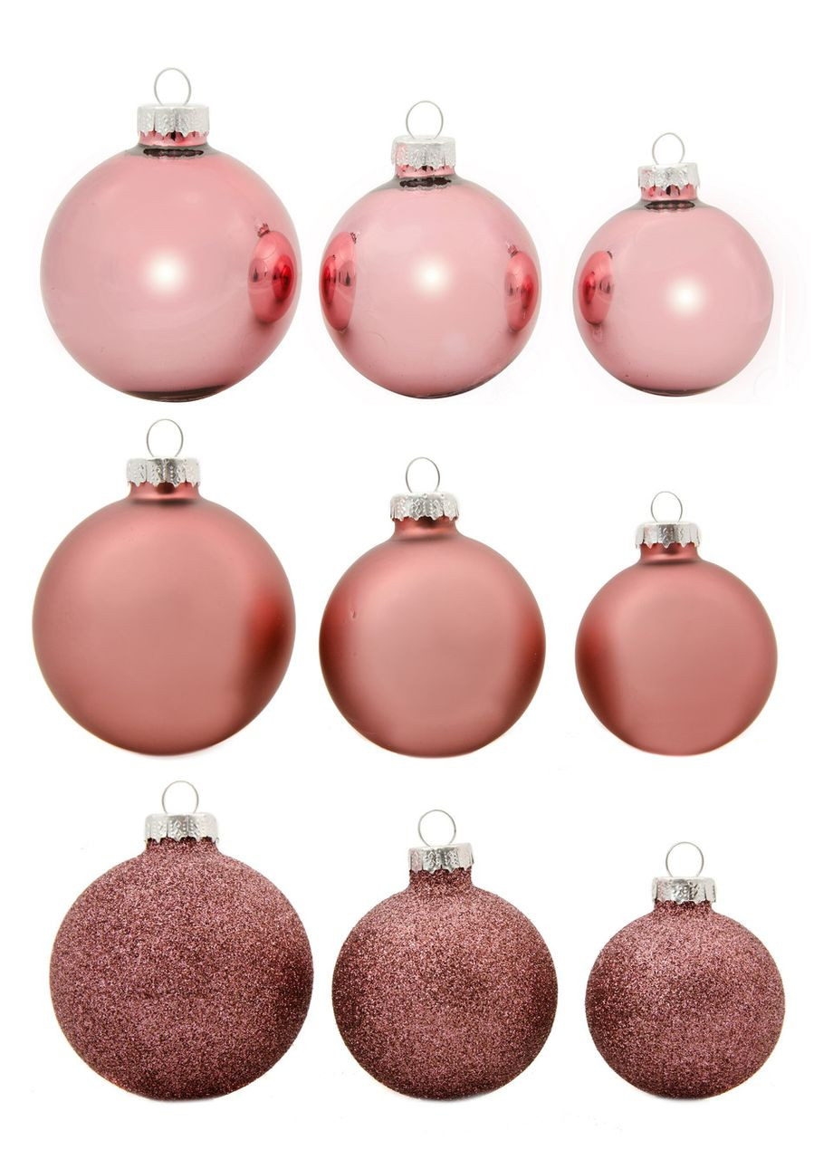 Елочные стеклянные шарики House of Seasons комплект 26 шт темно-розовые для украшения елки декор для дома ProDobro (367264280)