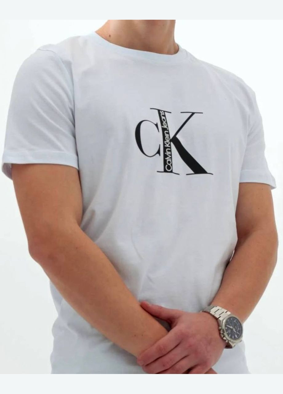 Белая мужская футболка с передним принтом черная karl No Brand