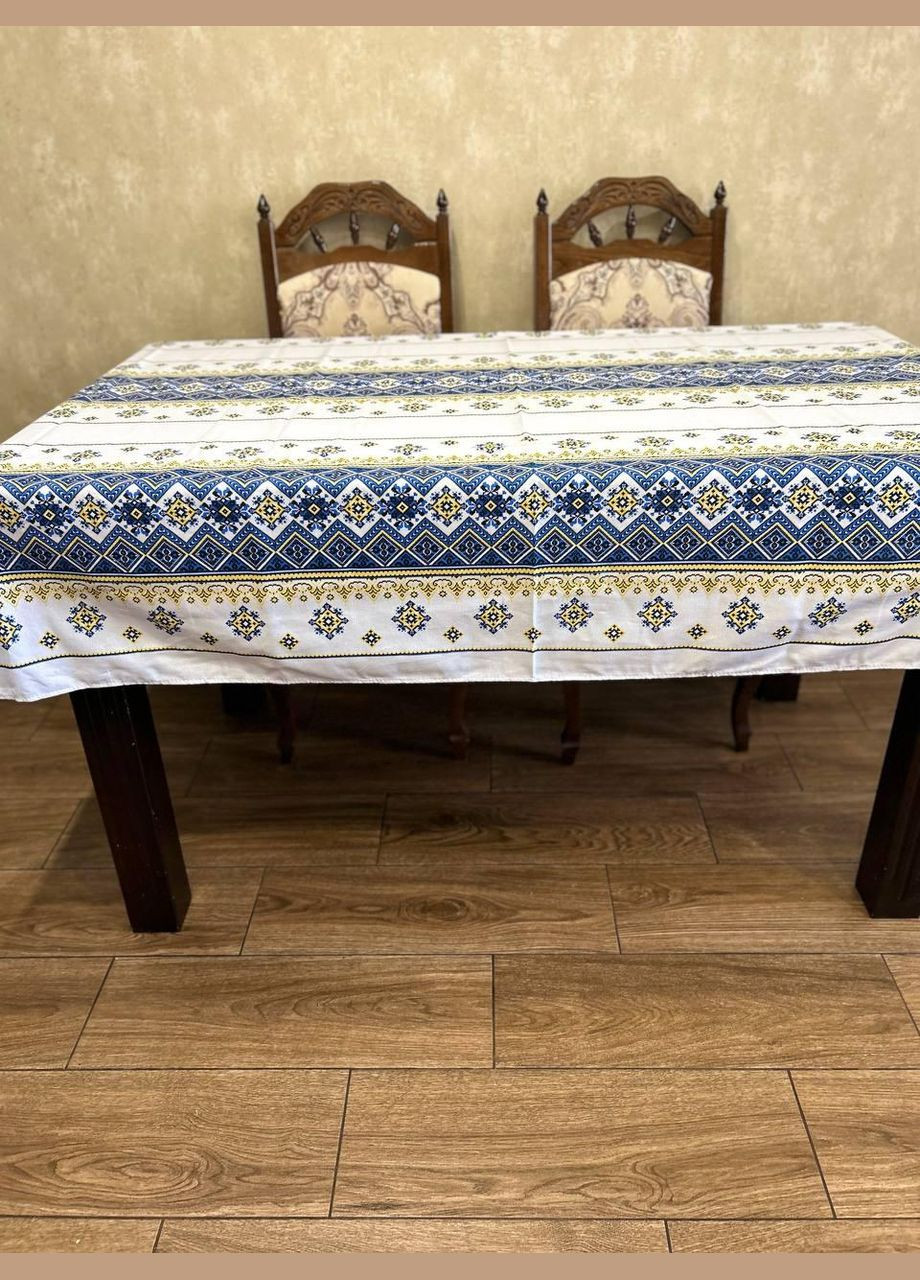 Скатертина з українським орнаментом гіпоалергенна 150х220 см Білий (П4КЕ05019-53) No Brand (306633114)