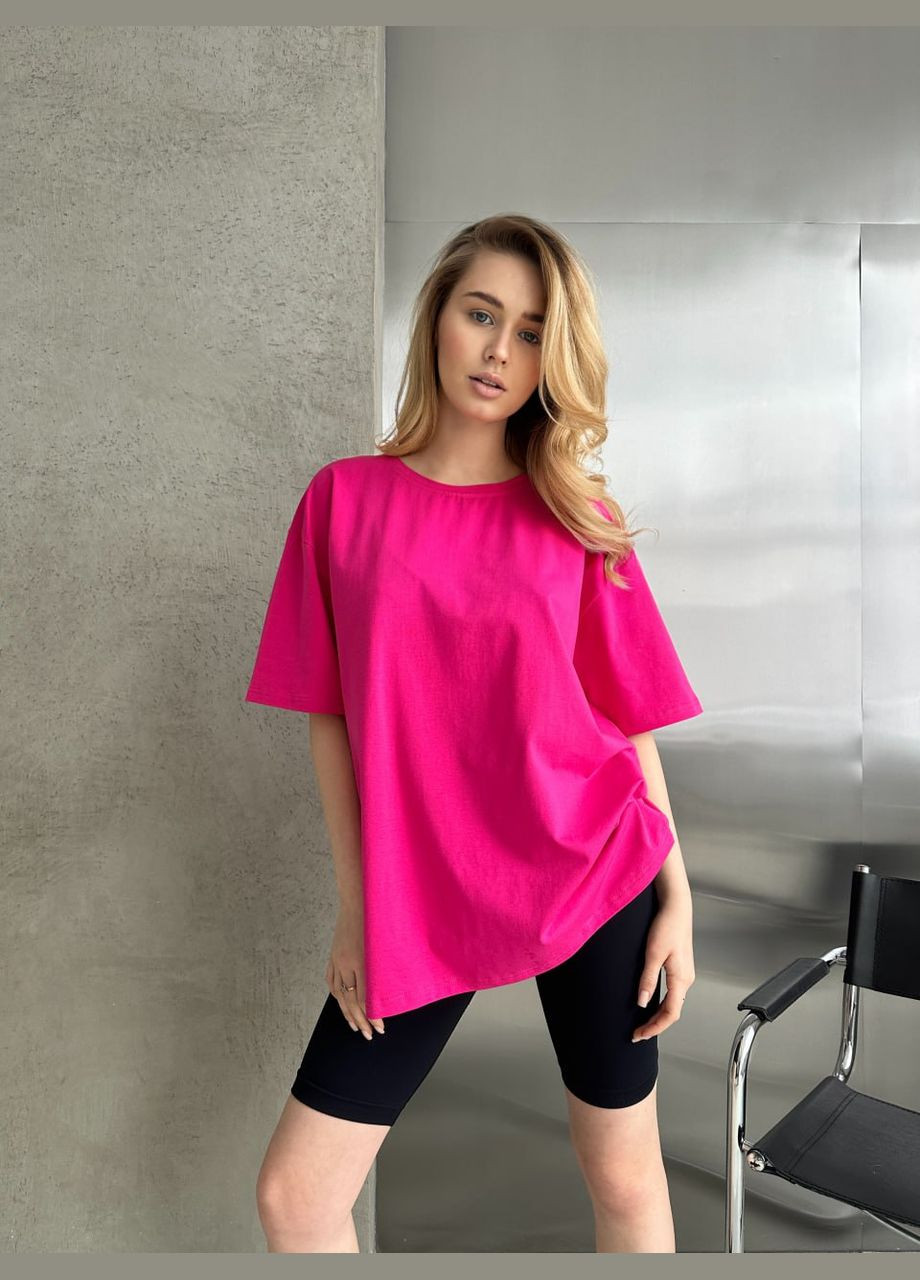 Рожева жіноча базова футболка колір малиновий р.42/46 452425 New Trend