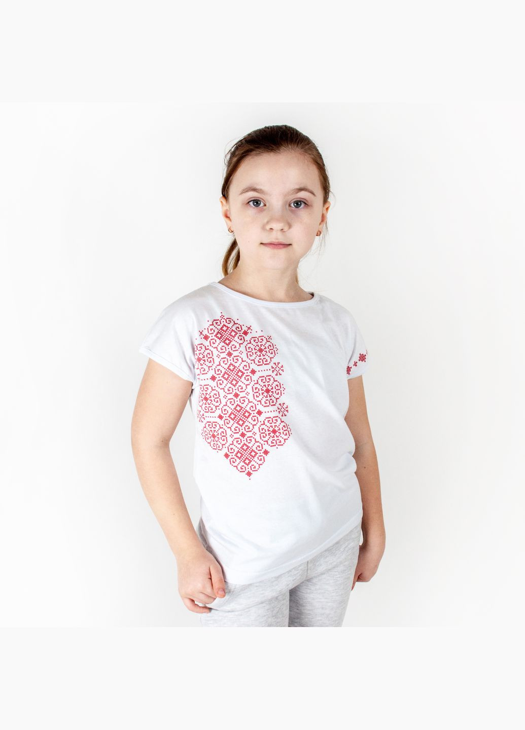 Белая летняя футболка для девочки dexter`s с принтом под вышиванку dexter's