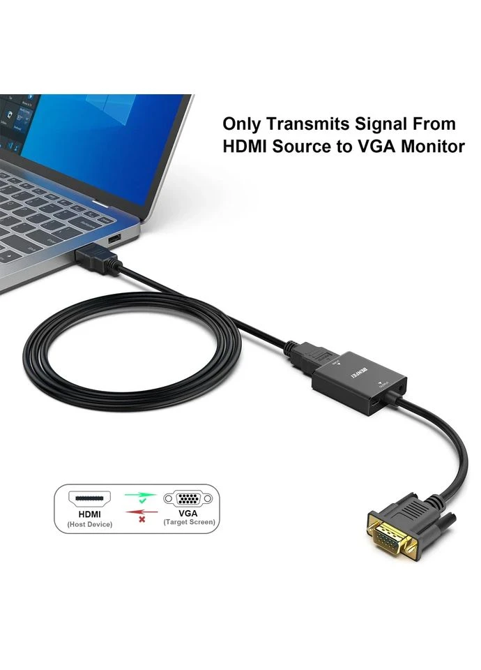 Кабель Адаптер (000272) HDMI-VGA однонаправленный с аудиоразъемом 3.5 мм для TVStick компьютера ноутбука монитора проектора Benfei (388579583)