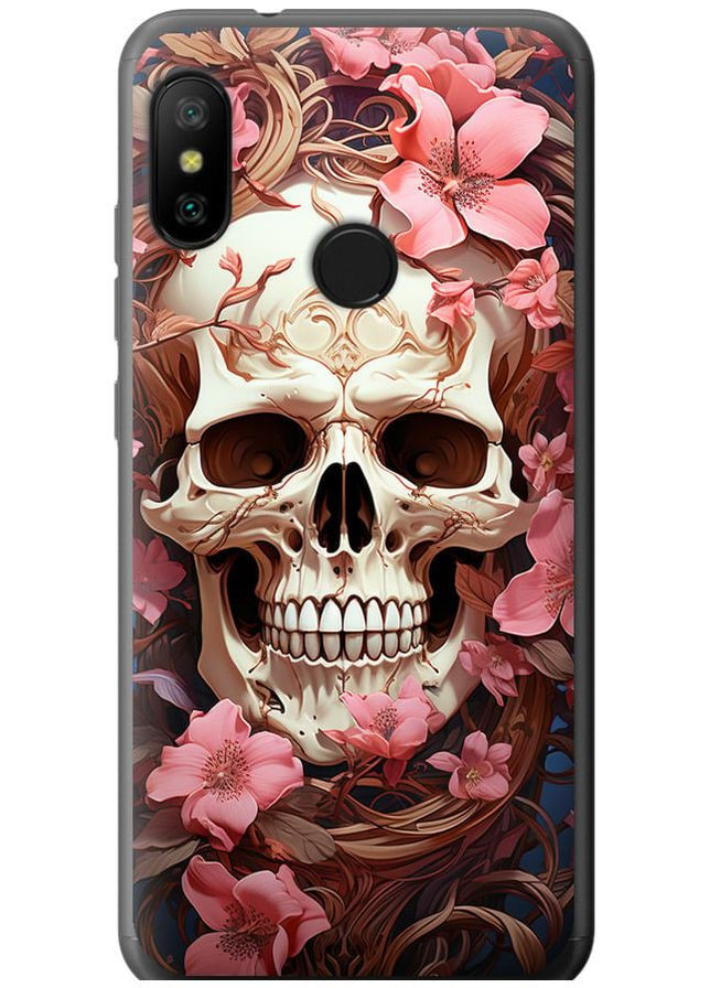 Силіконовий чохол 'Череп у рожевих квітах' для Endorphone Xiaomi Redmi 6 Pro (281328094)