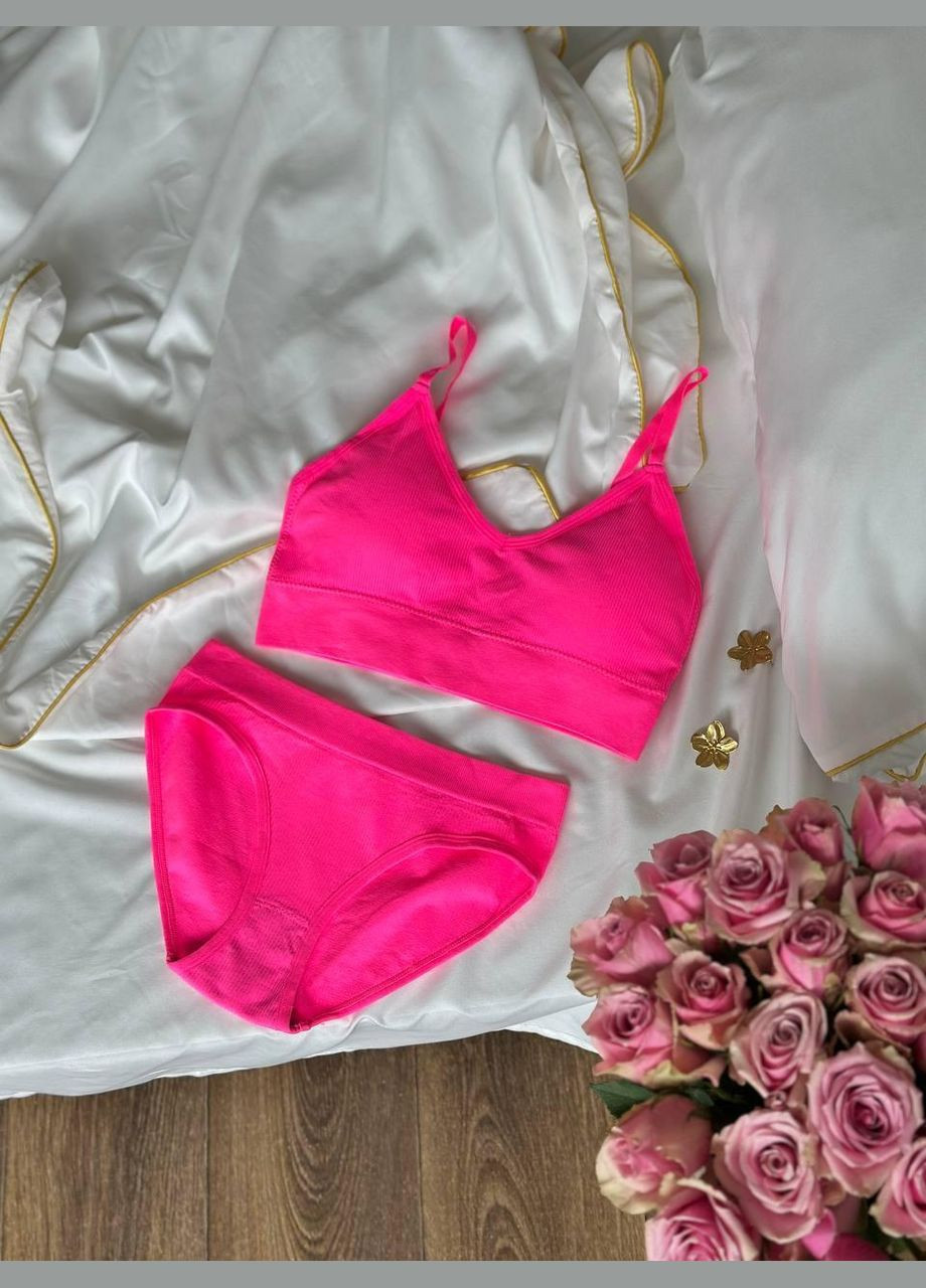 Розовый демисезонный комплект женского нижнего белья (топ+трусики) s розовый (do2484/3) Ghazel