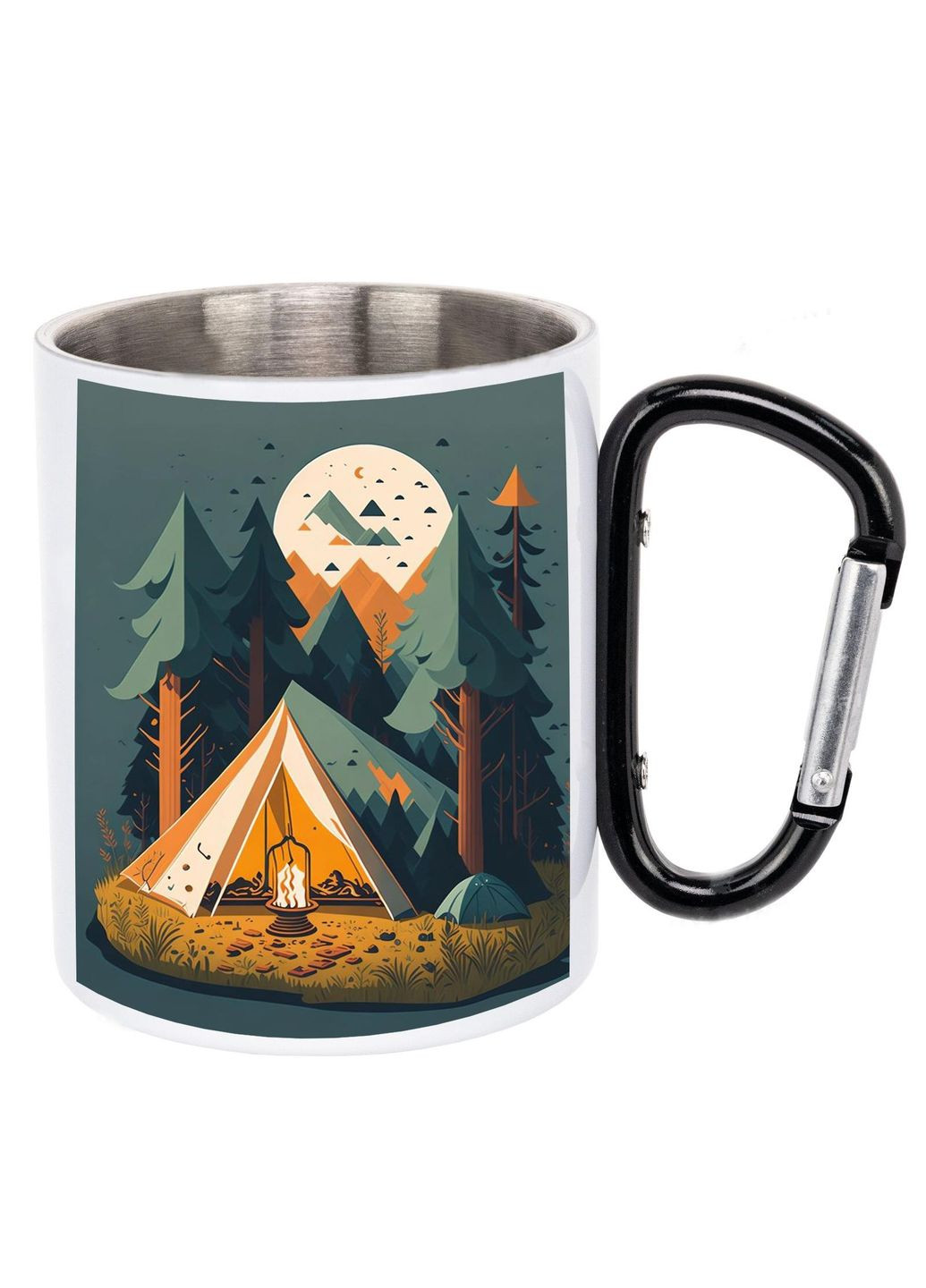 Кружка металева з карабіном (black) туристична 300 мл #0081 біла No Brand (316121616)