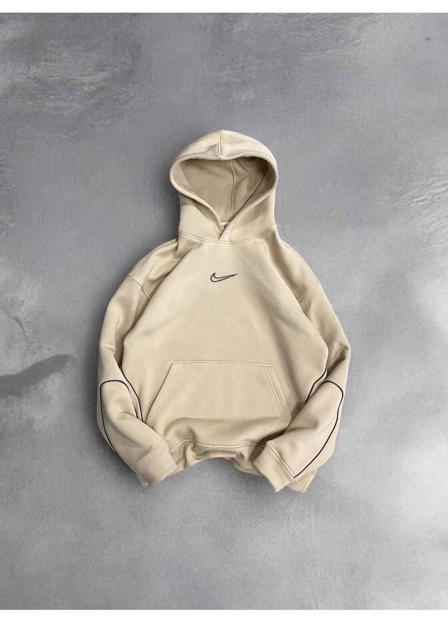 Стильное мужское худи на флисе оверсайз Nike бежевый No Brand (372644892)