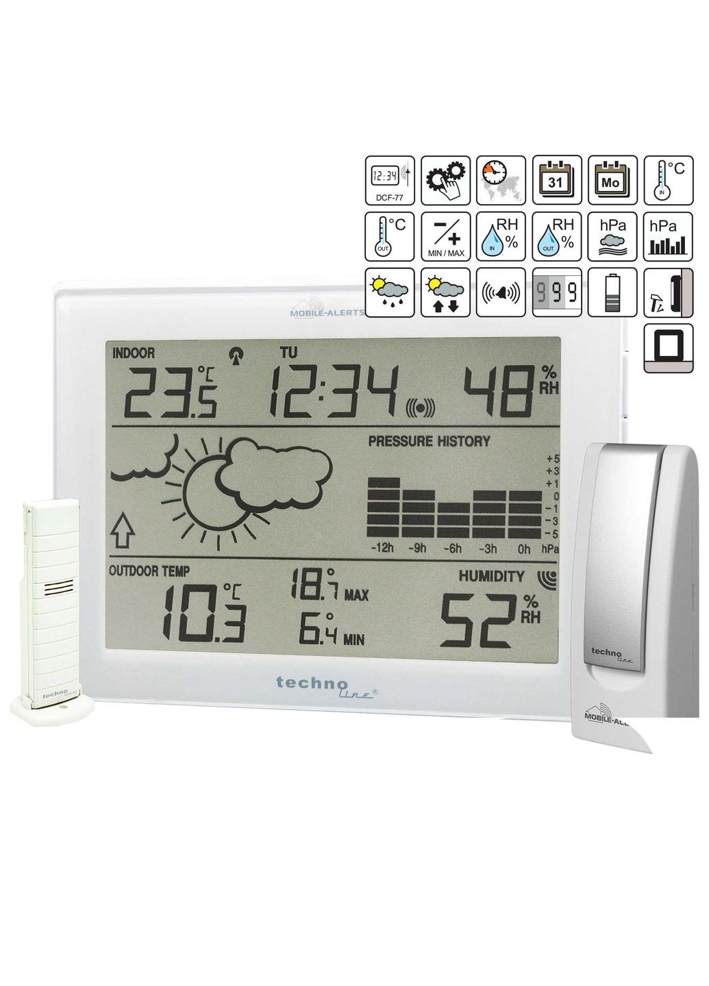 Метеостанція з термо-гігро радіодатчиком і мобільним шлюзом Mobile Alerts Set MA10006 (MA10006) Technoline (315341937)