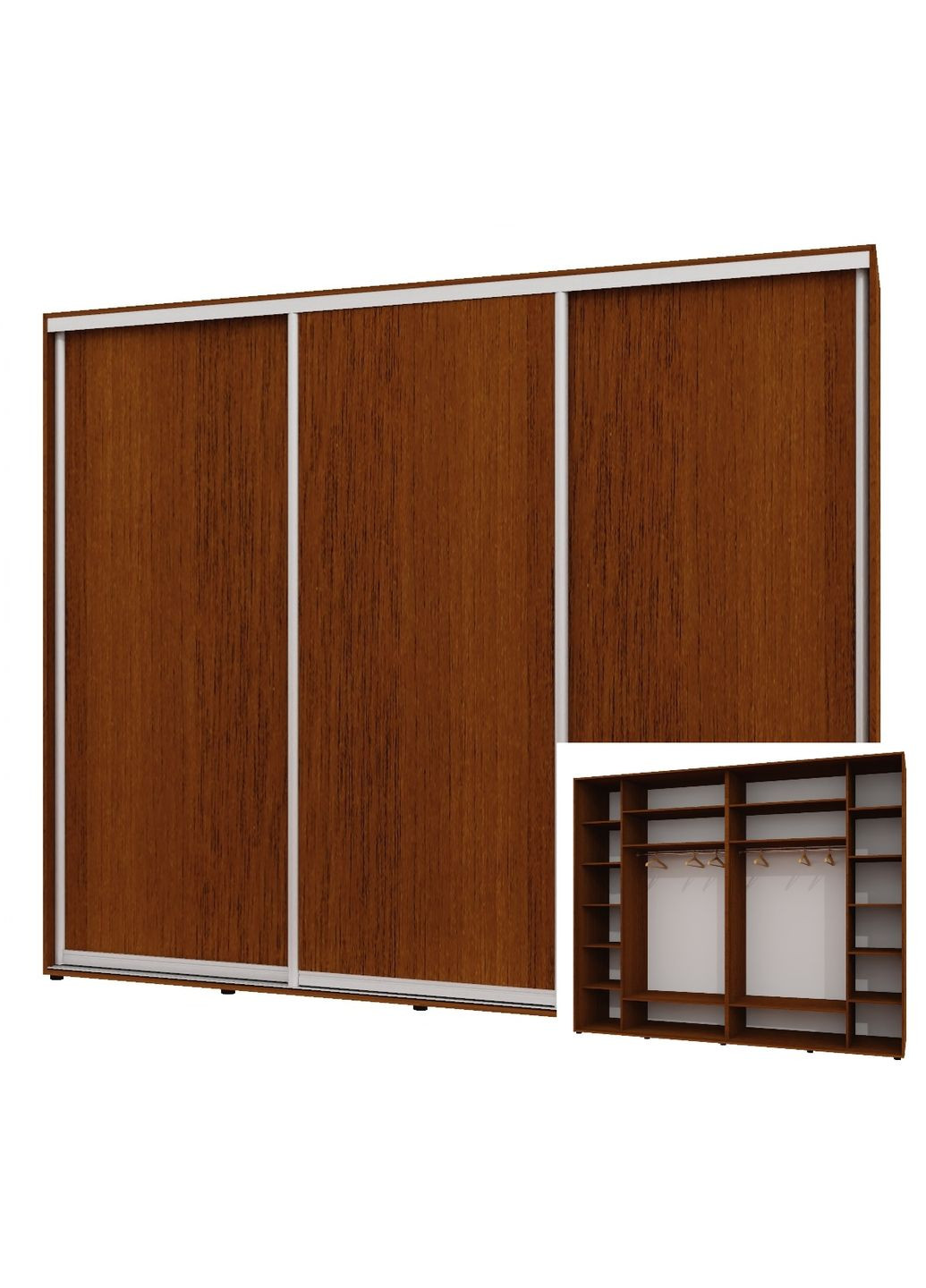 Шкаф-купе трехдверный 280*60*250 см Орех лесной 3 двери ДСП Люкс-147 Алекса (360469934)