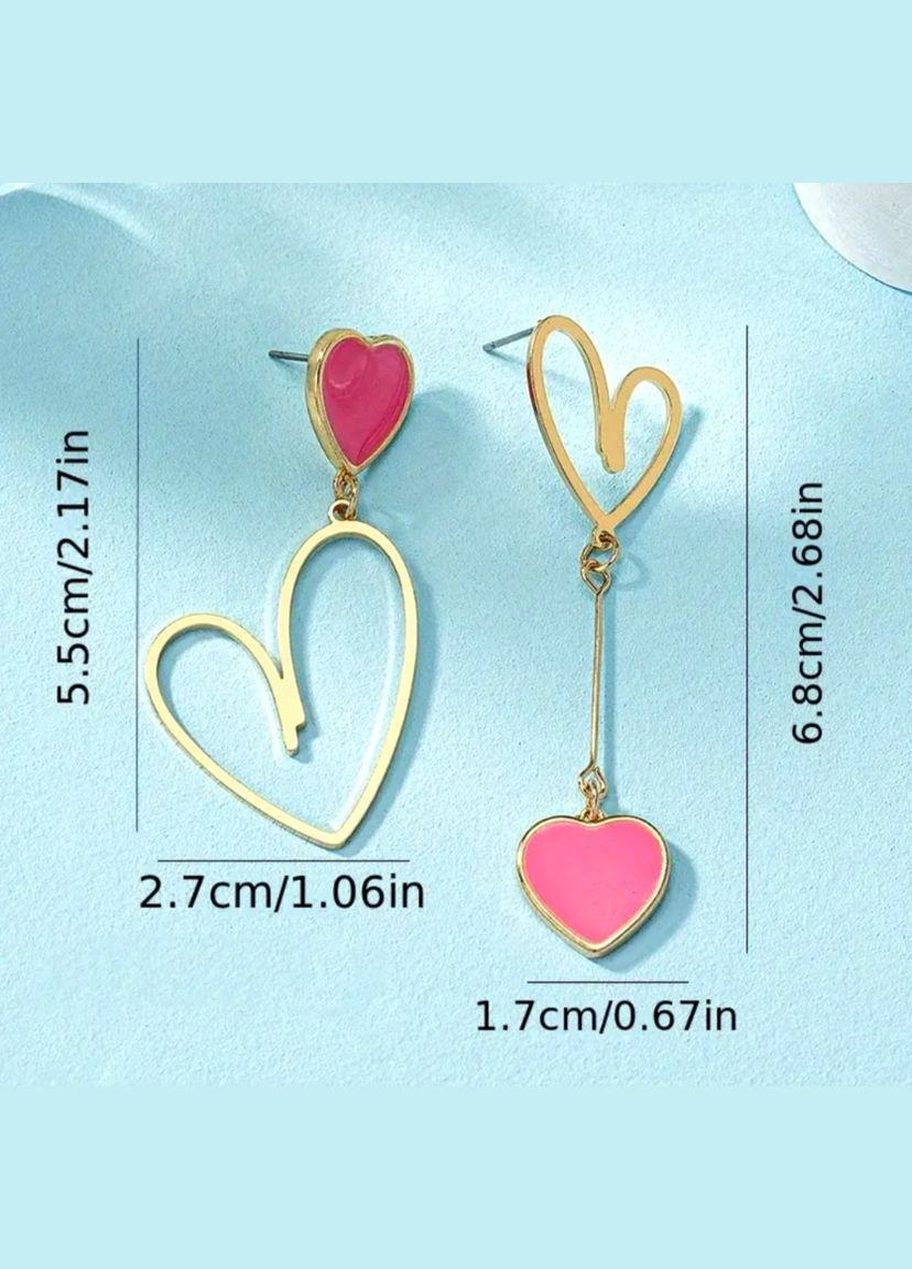 Сережки Ассиметричные сердца No Brand (325830970)