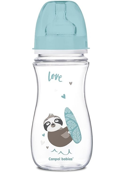 Пляшка з широким отвором "Easystart Exotic Animals" антиколікова, 300 мл, блакитна 300ml (1320528-31103036) Canpol Babies (365799640)