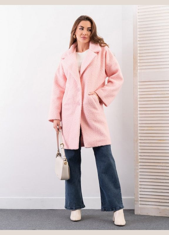 Розовое демисезонное Пальто-кокон из однотонного розового букле ISSA PLUS