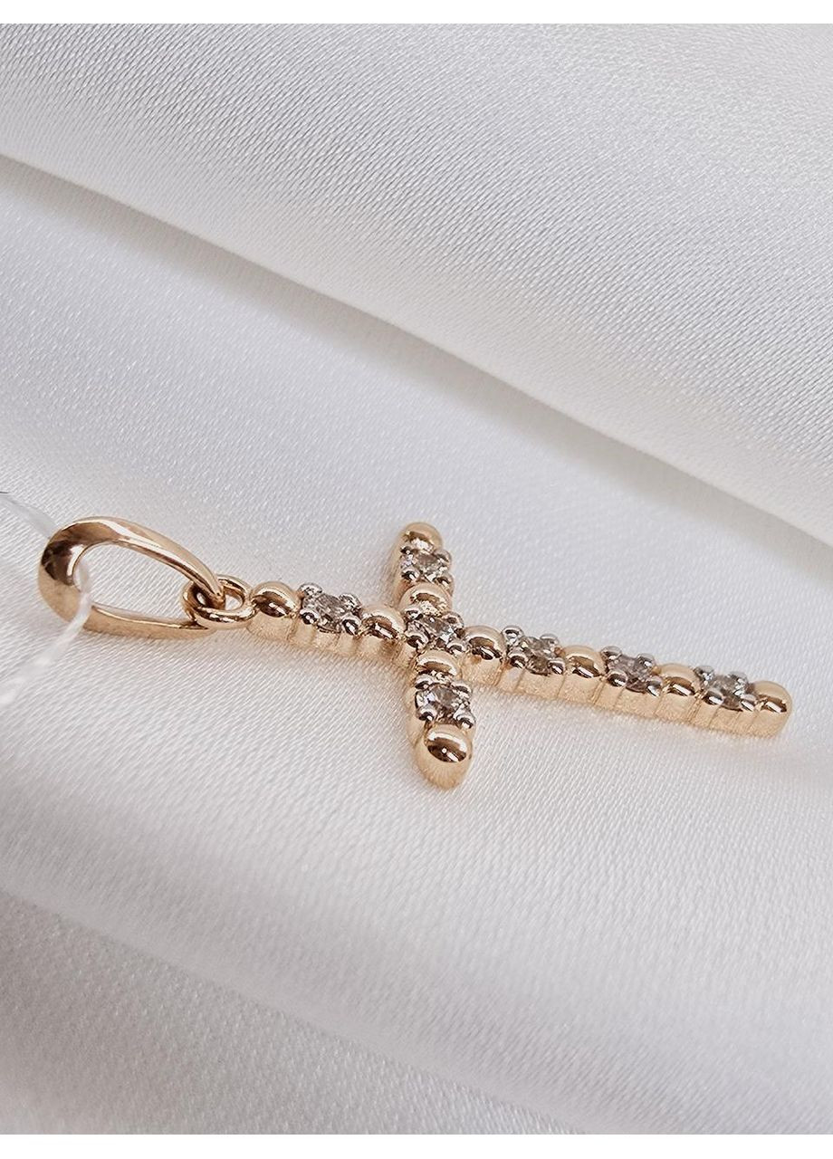 Золотой крестик с бриллиантами, красное золото 585 пробы. SOVA jewelry house (365268275)