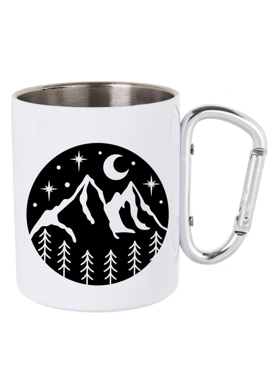 Кружка металлическая с карабином (silver) туристическая 300 мл #0027 белая No Brand (316121912)