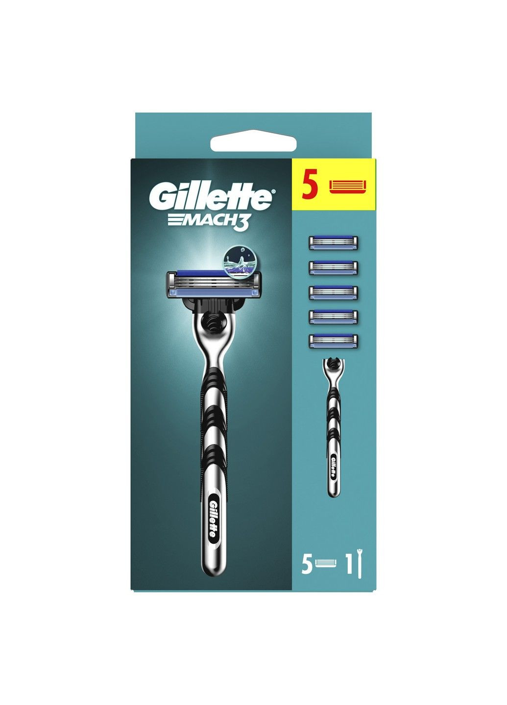Станок для бритья мужской (бритва) Mach3 с 5 сменными картриджами. Gillette (304575333)
